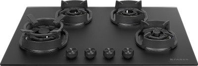 FABER Hob Della HD724 CI AI| Auto-Ignition|Brass Burner| Cast Iron Pan Support Glass Automatic Hob(4 Burners)