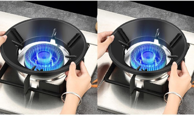 SKYVOKES NILU BHA Gas Stove Burner Stand Gas Saver Jali Ring Fire & Windproof Energy Iron Manual Hob(2 Burners)