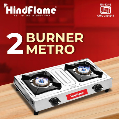 Hindflame 2 Burner Metro DLX Stainless Steel Manual Gas Stove(2 Burners)