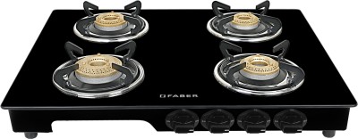 FABER HOB COOKTOP MAGIC 4BB BK Glass Manual Gas Stove(4 Burners)