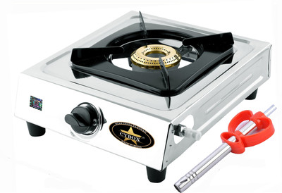 CYBOX Heavy 304-grade Sainless Steel Body Single Gas Stove Stainless Steel Manual Gas Stove(1 Burners)
