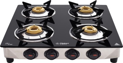 Flipkart SmartBuy Regalia 4 Burners Glass, Stainless Steel Manual Gas Stove(4 Burners)