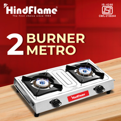 Hindflame 2 Burner Metro Stainless Steel Manual Gas Stove(2 Burners)