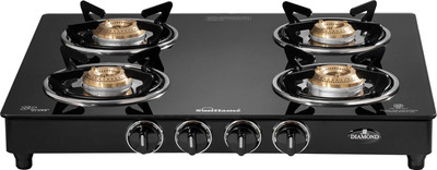 Sunflame LPG STOVE GT 4B DIAMOND BK Glass Manual Gas Stove(4 Burners)