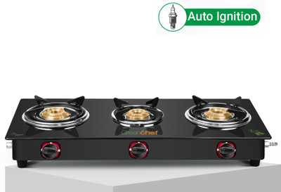 Greenchef Hybrid AI Glass Automatic Gas Stove(3 Burners)
