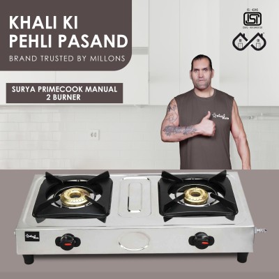 Sigri-wala Surya Primecook Manual Mini Stainless Steel Manual Gas Stove(2 Burners)