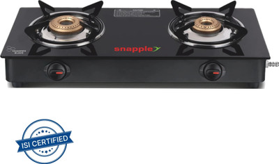 Snapple Linear 2 Burner Gas Stove Black Glass Manual Gas Stove(2 Burners)
