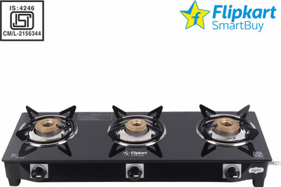 Flipkart SmartBuy 3 Burner Icon Glass Manual Gas Stove(3 Burners)