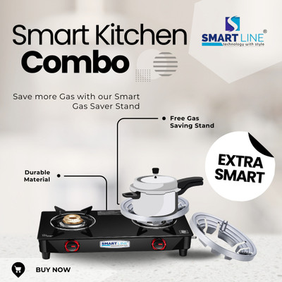 SMART LINE 2 Burner Magic LPG Stove With Gas Saver Combo Glass Manual Gas Stove(2 Burners)