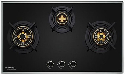 Hindware SIENA 3B 78 | Dual Brass Burners | Auto Ignition | FFD | Metal Knobs | Built in Glass Automatic Hob(3 Burners)