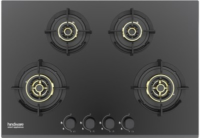 Hindware HAZEL 4B 86 CM | Full Brass Burners | Auto Ignition | Flame Guard | Built in Glass Automatic Hob(4 Burners)