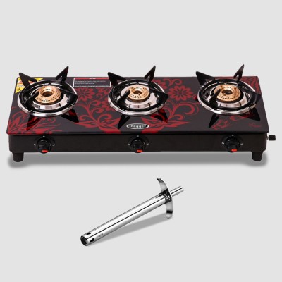 Fogger Vetro Glass Manual Gas Stove(3 Burners)