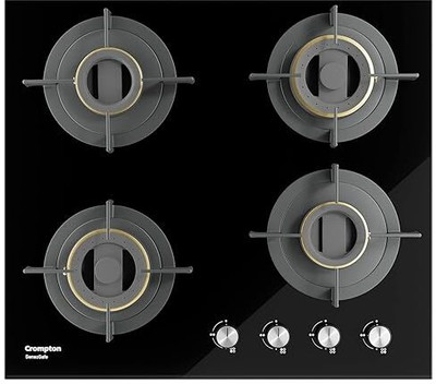Crompton HOB-SSDC604-MBL Glass, Stainless Steel Automatic Hob(4 Burners)