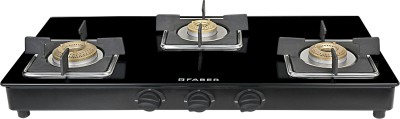 FABER HOB COOKTOP PEARL 3BB BK Glass Manual Gas Stove(3 Burners)