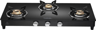 Hindware ARMO Plus GL 3B BLK Glass Manual Gas Stove(3 Burners)