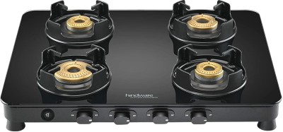 Hindware ALVERIO Scratch Resistant Glass, Stainless Steel Manual Gas Stove(4 Burners)