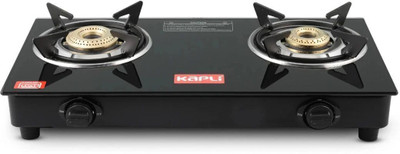 KAPLI Premium 2 Burner Manual Sleek & Compact Stove High Efficiency Burner For LPG Glass Manual Gas Stove(2 Burners)