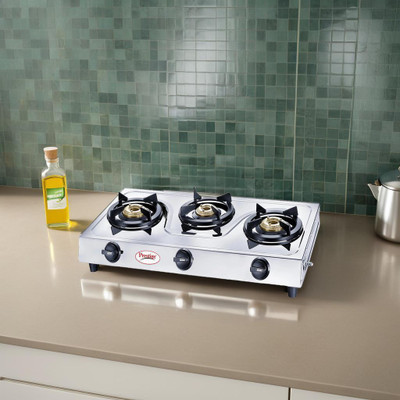 Prestige Prime SS Stainless Steel Manual Gas Stove(3 Burners)