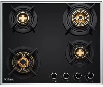 Hindware ERICA 4B 60 | Brass Burners | Auto Ignition | Flame Failure Device | Built in Glass Automatic Hob(4 Burners)