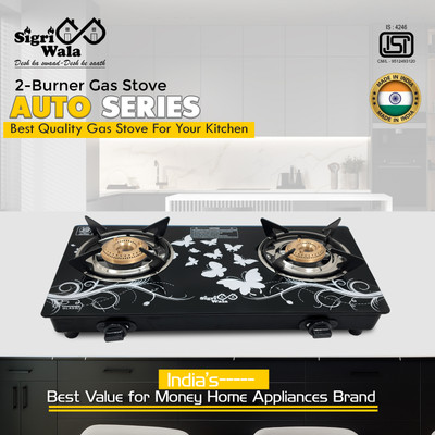 Sigri-wala Surya Primecook Automatic Design Roy Glass Automatic Gas Stove(2 Burners)