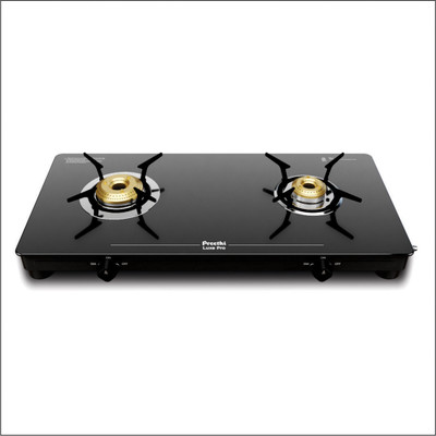 Preethi Luxe Pro 2 Burner Glass Manual Gas Stove(2 Burners)