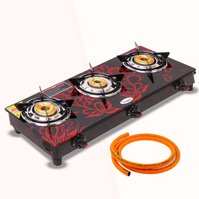 Fogger 3 Burner Glass Manual Gas Stove(3 Burners)