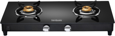 Hindware Smart Appliances ARMO Plus GL 2B BLK Glass Manual Gas Stove(2 Burners)