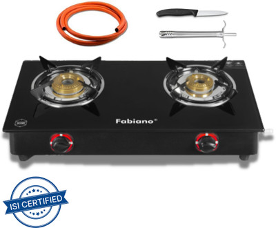 Fabiano Combo (Hose Pipe + Lighter) ISI Certified LPG To PNG Convertible Glass Manual Gas Stove (2 Burners) For Rs. 1078 @ 78% off