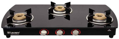 CROWN JED CURVE G003 Gas Stove – 3 Burners & Auto Ignition Glass Automatic Gas Stove(3 Burners)