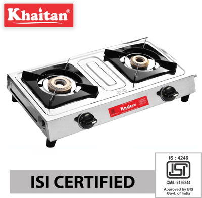 Khaitan 2 Burner Classic Stainless Steel Manual Gas Stove(2 Burners)
