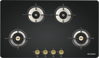 FABER Hob/Hobtop Maxus HT904 CRS BR CI AI Glass Automatic Hob(4 Burners)