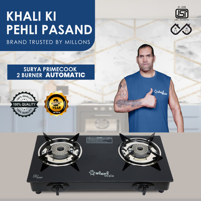 Sigri-wala Surya Primecook Automatic Plain Roy Glass Automatic Gas Stove(2 Burners)