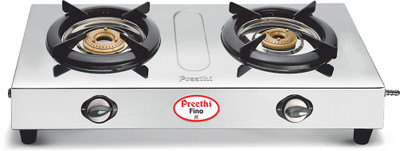 Preethi Blu Flame Fino Stainless Steel Manual Gas Stove(2 Burners)