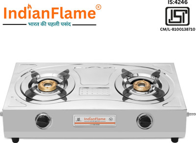 IndianFlame Steel Support Stainless Steel Manual Gas Stove(2 Burners)