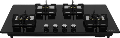 FABER HCT 904|Cast Iron Pan Support| Hob/Cooktop Hybrid |Toughened Glass| Glass Automatic Hob(4 Burners)