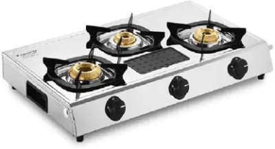 Butterfly Brass burners Manual Ignition Stainless Steel Manual Gas Stove(3 Burners)