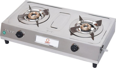 Omen Changing Lives Galaxy 2 Burner Gas Stove | High Efficiency Brass Burner Stainless Steel Manual Gas Stove(2 Burners)
