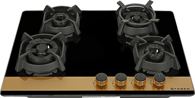 FABER HOB UTOPIA PRO HT 704 BR CI Glass Automatic Hob(4 Burners)