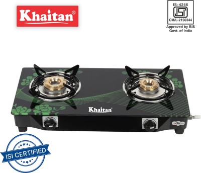 Khaitan 2 Burner BP-Nano Green Digital Glass Manual Gas Stove(2 Burners)