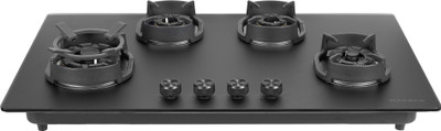 FABER Hob Della HD904 CI AI | |Auto-Ignition|Brass Burner| Cast Iron Pan Support Glass Automatic Hob(4 Burners)