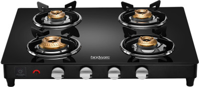 Hindware Smart Appliances ARMO Plus GL 4B AI BLK Glass Automatic Gas Stove(4 Burners)