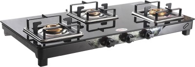 HY FLAME 3 Burner Gas stove With Glass Top Glass Manual Gas Stove(3 Burners)