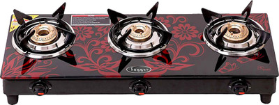 Fogger Leo Martin Beautiful Red Glass Manual Gas Stove(3 Burners)