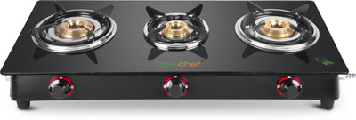 Greenchef Ebony Glass Manual Gas Stove(3 Burners)