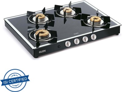 Glen 1038 GT Forged Brass Burners Glass Manual Gas Stove(3 Burners)