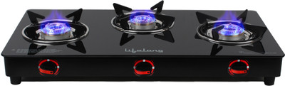 Lifelong LLGS23 Glass Manual Gas Stove  (3 Burners) For Rs. 1849 @ 26 %
