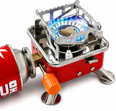 WATTHICK Mini Gas Stove Outdoor Portable Square Gas Burner Stainless Steel Manual Gas Stove(1 Burners)