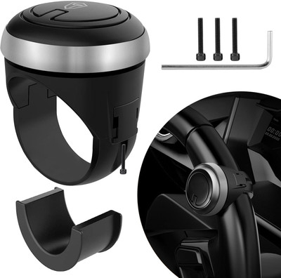 IMPRONOW Car Steering Wheel Spinner Knob for All Vehicles Driving/Turning Helper plastic Car Steering Knob(Black)