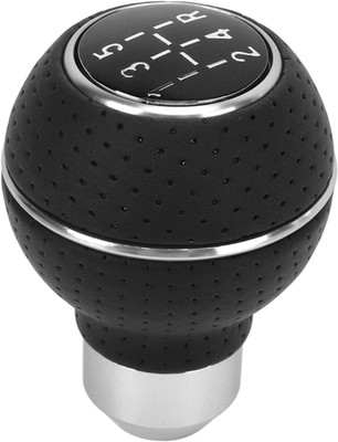 AutoBizarre 5 Speed Aluminum Base, Metal Ring, Leather Covered Gear Knob(Silver)