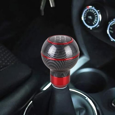 AutoBizarre 5 Speed Aluminum Base, Metal Ring, Carbon Fiber Design Gear Knob(Red)